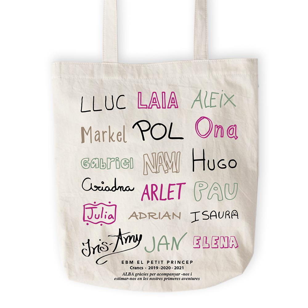 Bolsa Personalizada Tela Nombres Alumnos Colores Dedrap